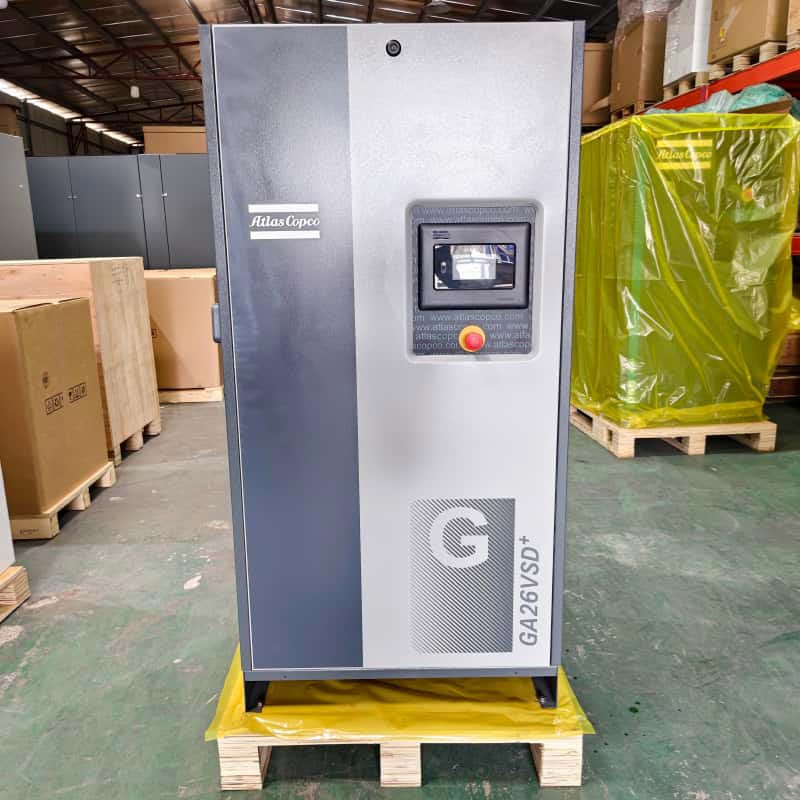 అట్లాస్ కాప్కో ఎయిర్ కంప్రెసర్ ఒరిజినల్ GA26 VSD + 26kW 35HP వేరియబుల్ స్పీడ్ ఆయిల్ ఇంజెక్టెడ్ రోటరీ స్క్రూ ఎయిర్ కంప్రెసర్ 13బార్